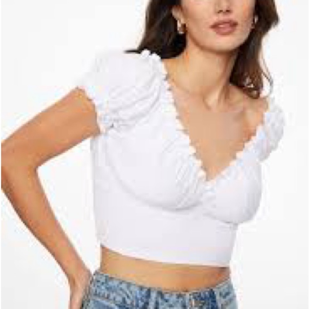Dynamite White Ruffled Crop Top